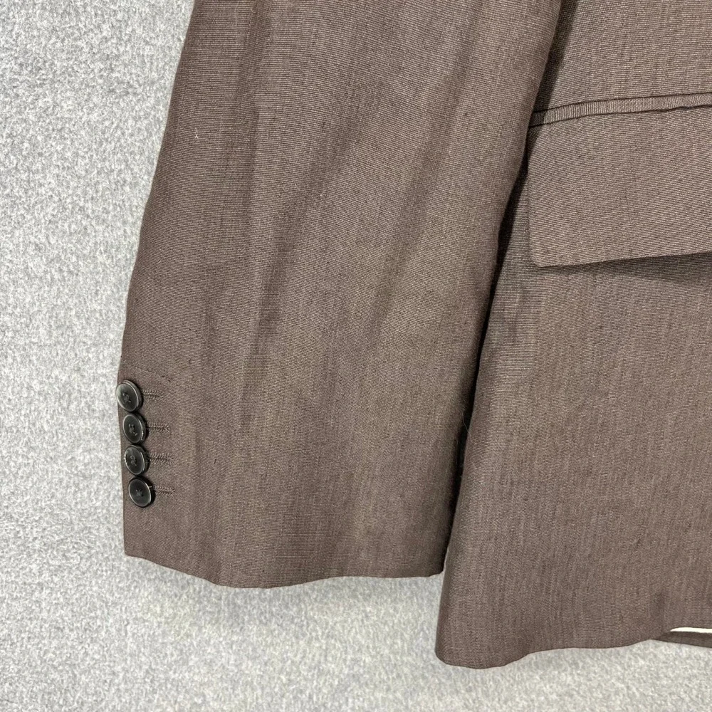 Zara Blazer Mens 42 Brown Linen Blend SS25 Two Button Notch Lapel Sport Coat